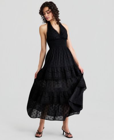 Женское хлопковое многослойное платье-макси And Now This с halter-вырезом