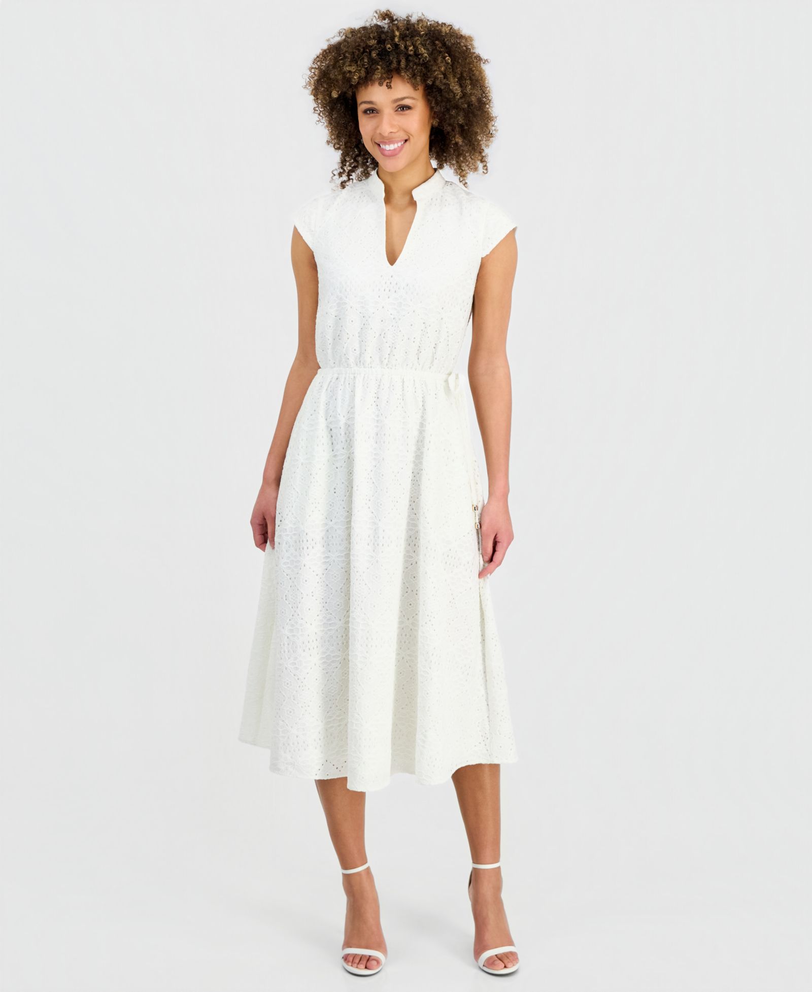 Kasper Women's Lace Drawstring-Waist Midi Dress