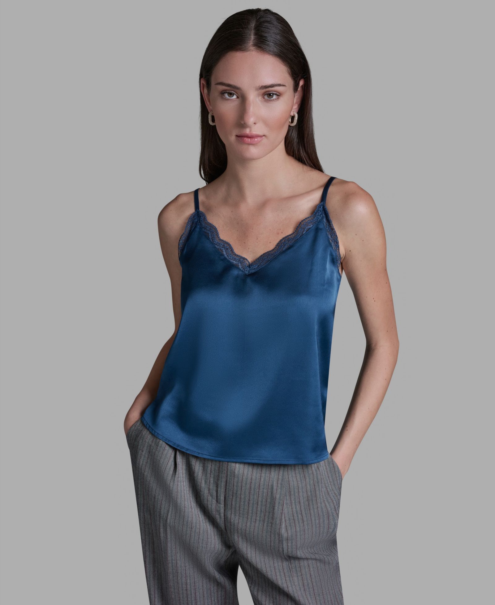 BCBG Women's Lace Sleeveless V-Neck Cami Blouse
