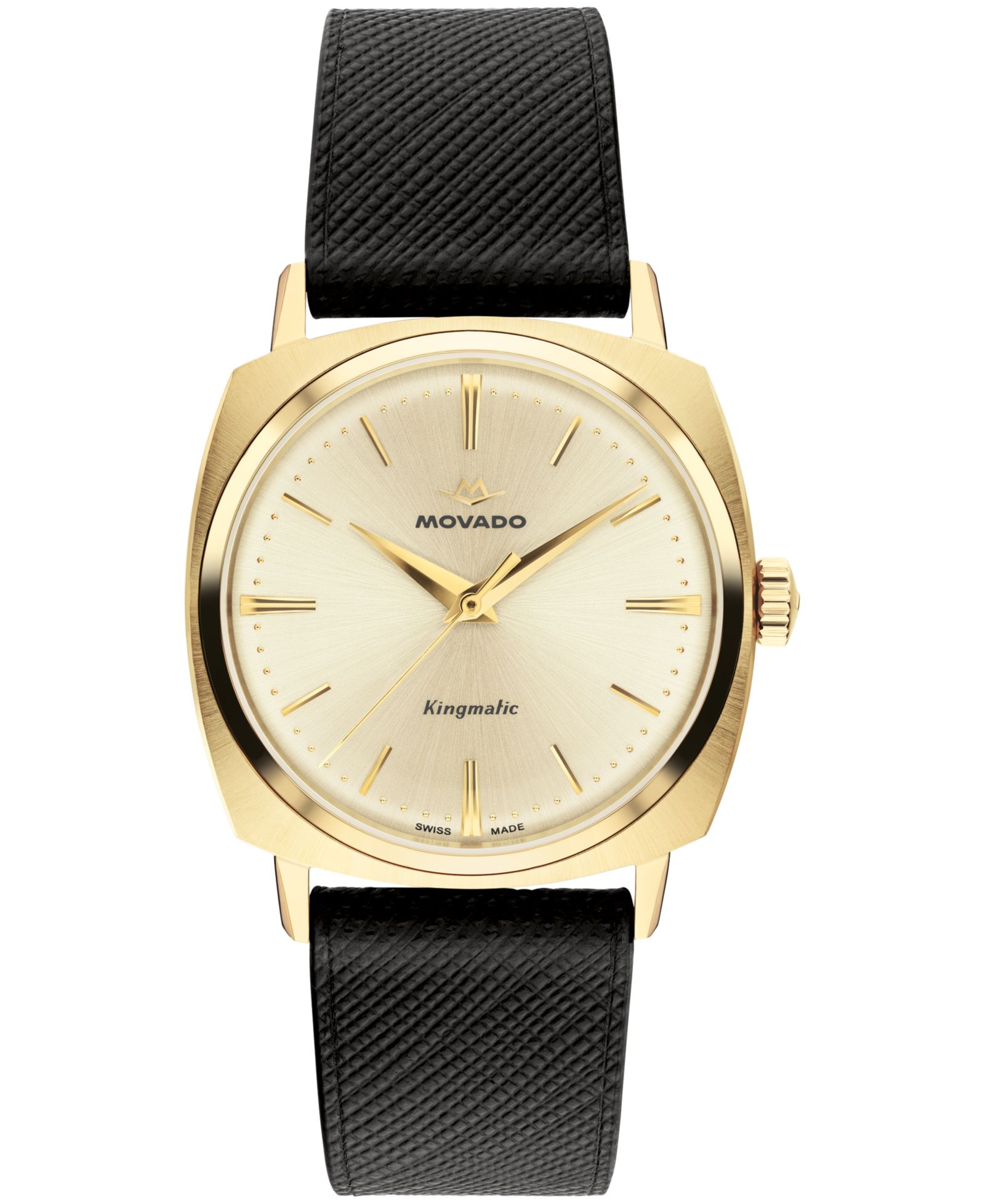 Movado Men's Kingmatic Swiss Automatic Black Leather Watch 35mm