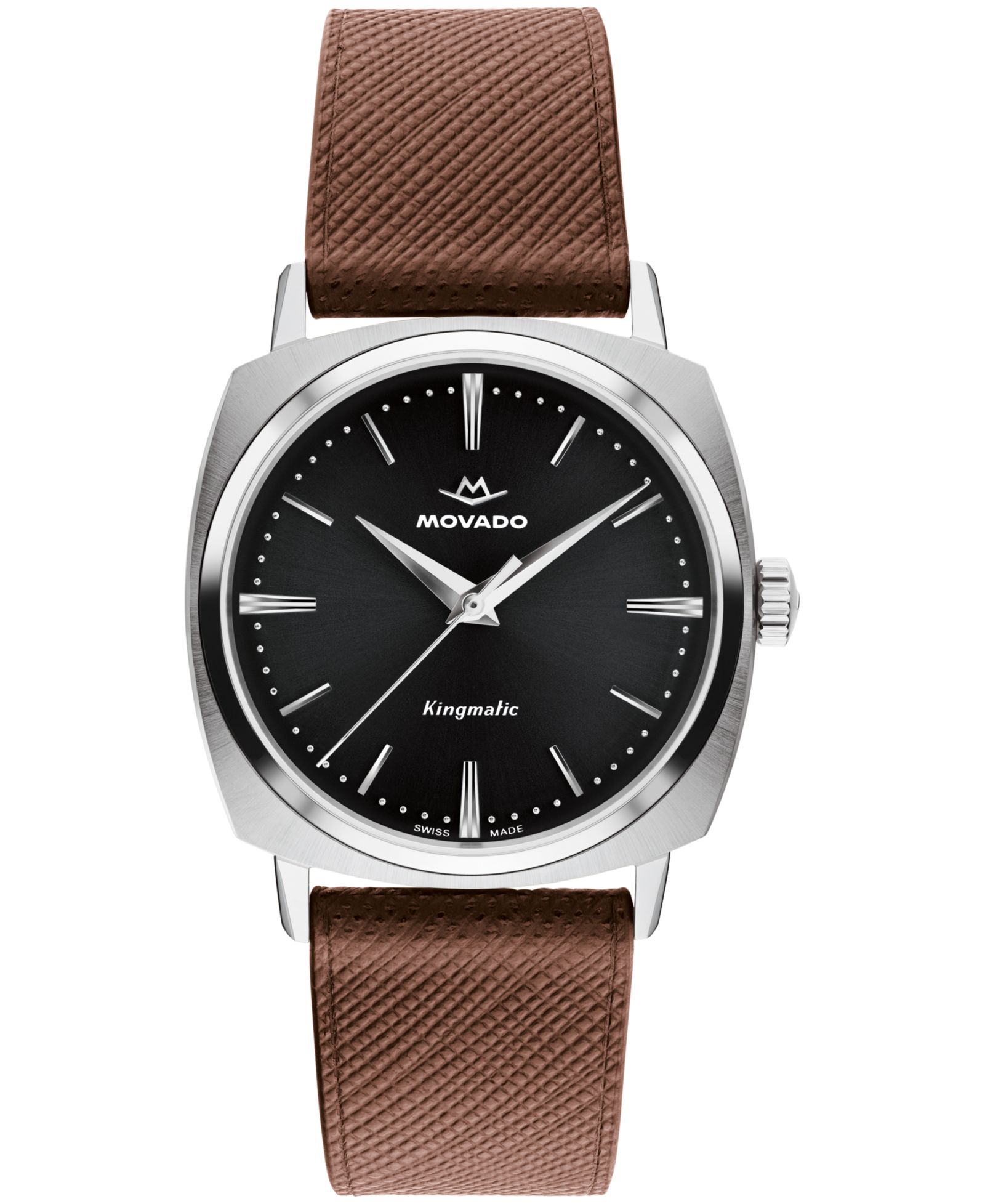Мужские часы Movado Men's Kingmatic Swiss Automatic Brown Leather 35mm