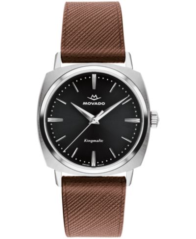 Мужские часы Movado Men's Kingmatic Swiss Automatic Brown Leather 35mm