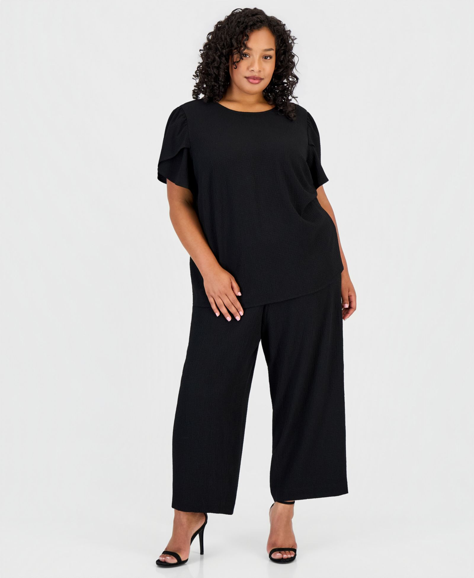 Anne Klein Essentials Plus Size Pull-On Crop Straight-Leg Pants