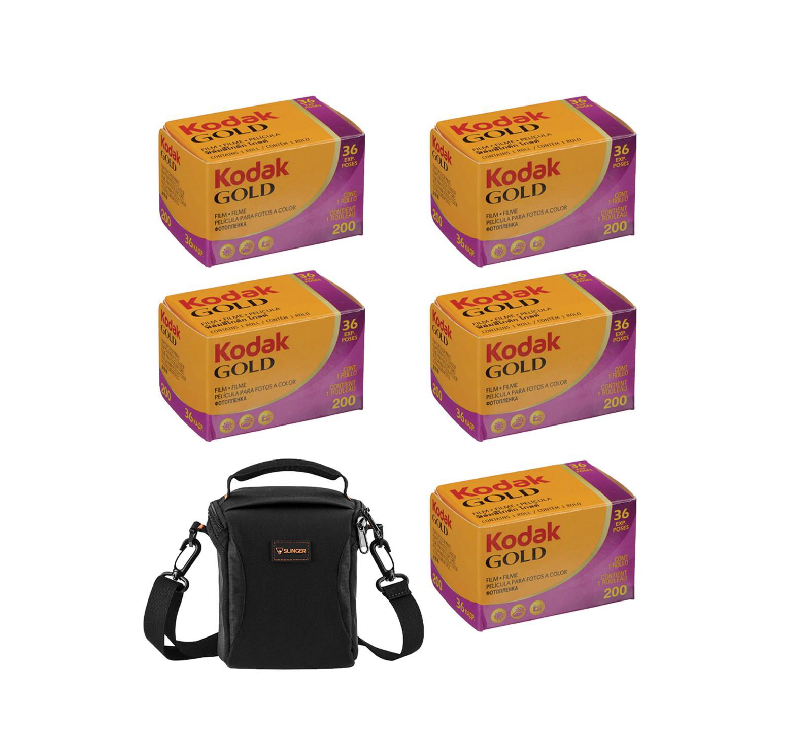 Kodak KODAK Kodacolor Gold 200 35mm Color Negative Film, 5-Pack with Shoulder Bag