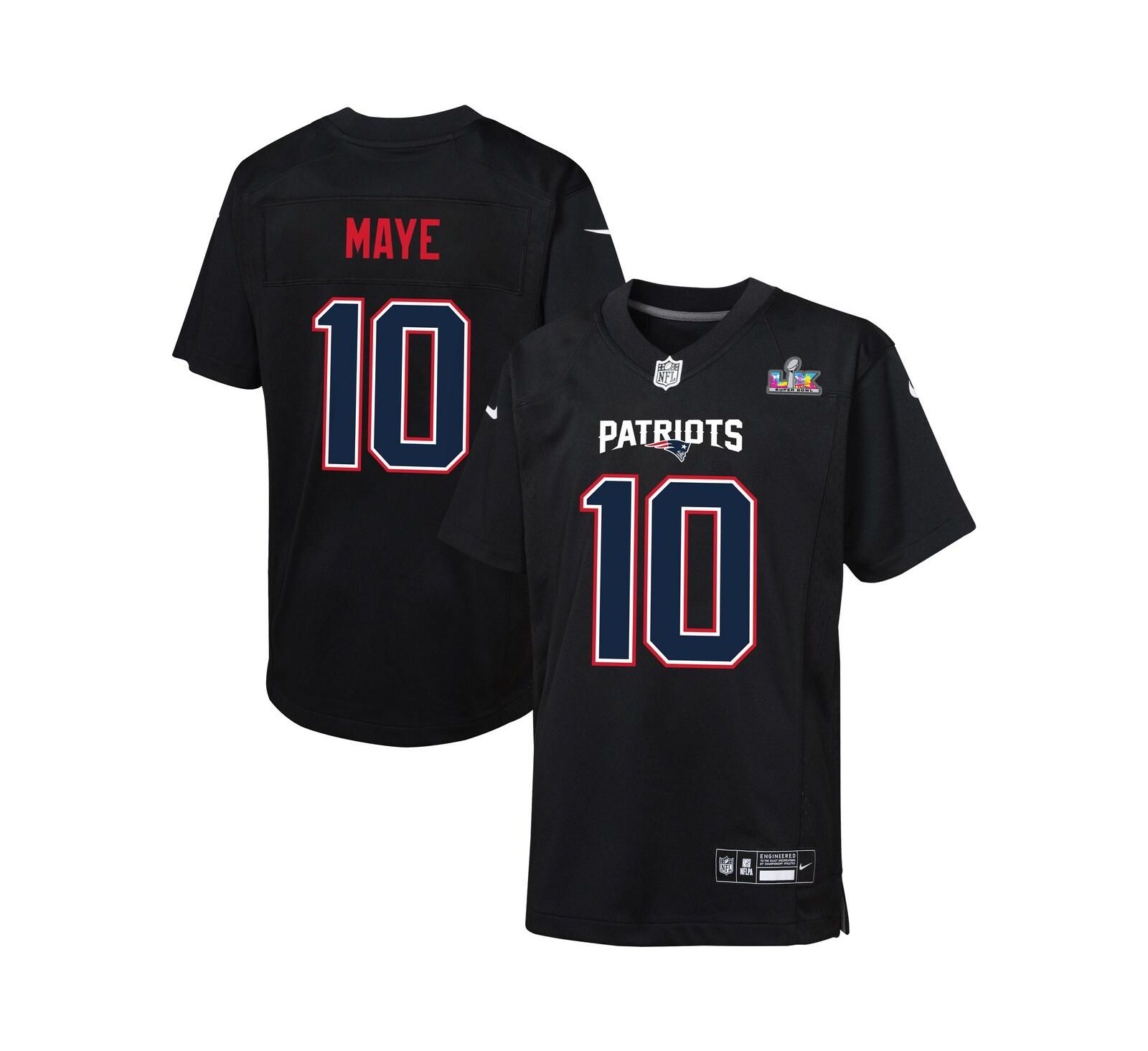 Nike джерси Drake Maye Black New England Patriots Super Bowl LX