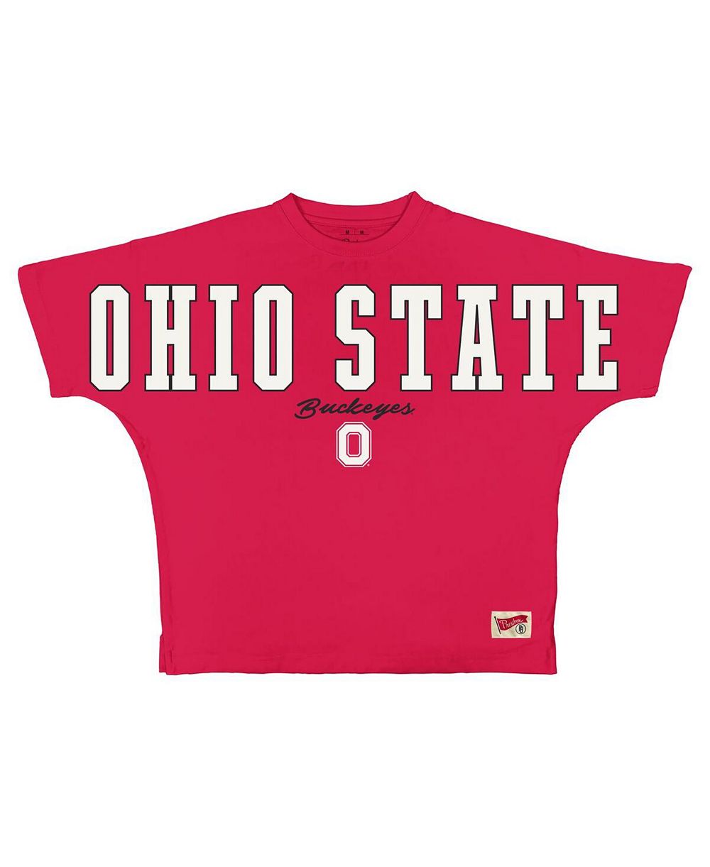 Женская оверсайз футболка Pressbox Scarlet Ohio State Buckeyes Flannigan