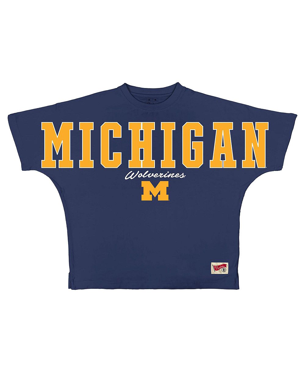Женская футболка Pressbox Michigan Wolverines Flannigan Oversized, темно-синяя