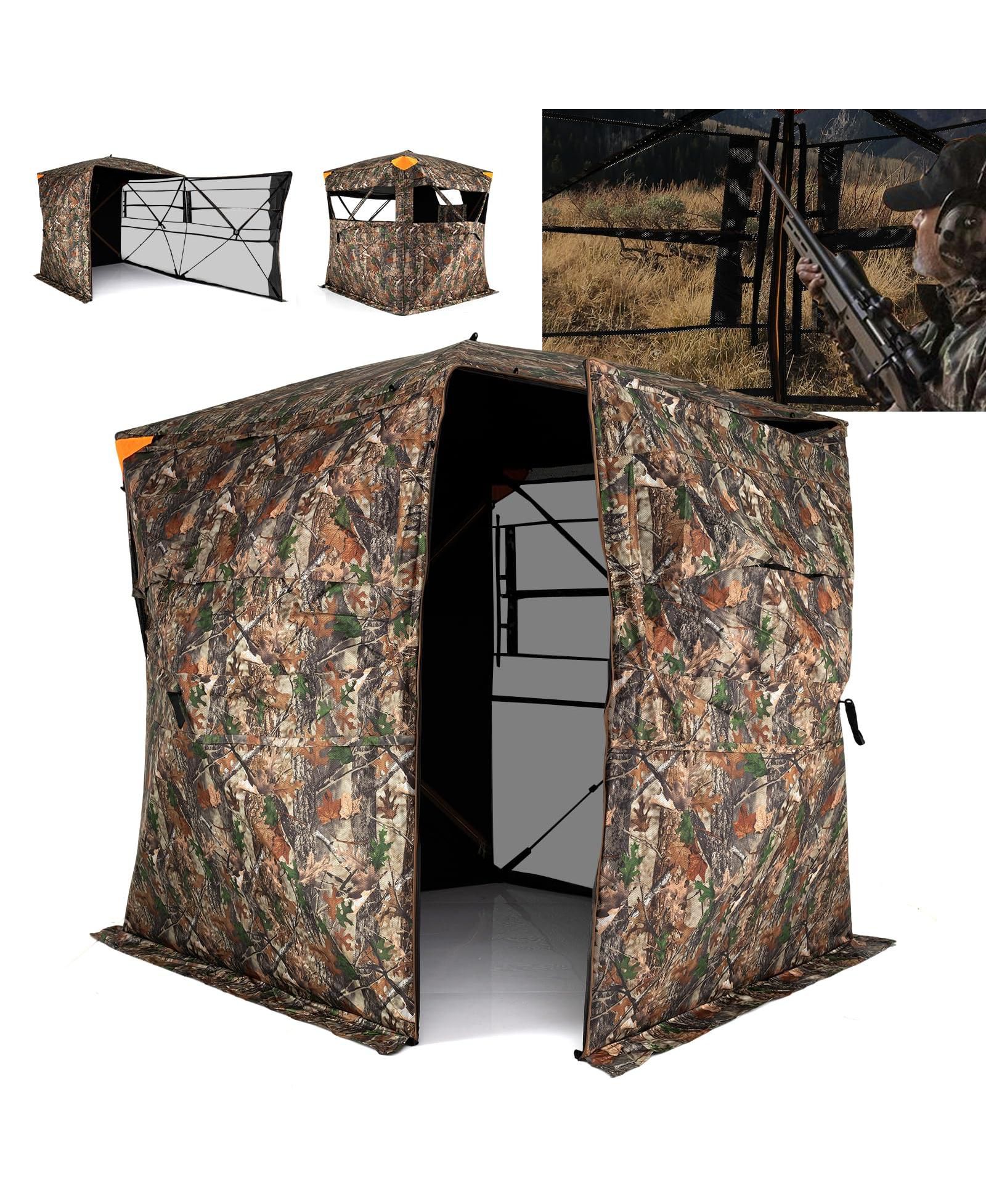 Mecale 270degree(s) See-Through Pop-Up Hunting Blind for 3-4 People with Full-Open Swing Door