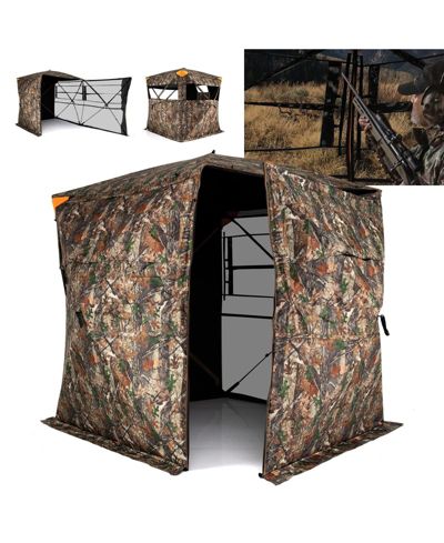 Mecale 270degree(s) See-Through Pop-Up Hunting Blind for 3-4 People with Full-Open Swing Door