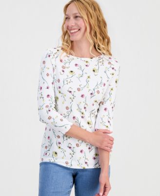Style & Co Женский топ из хлопка Pima с 3/4 рукавом