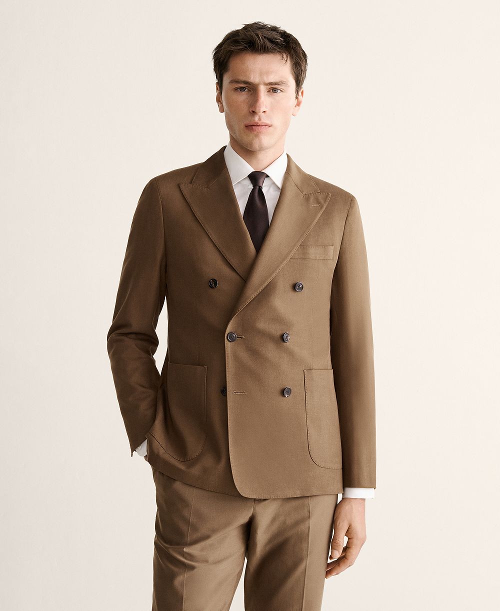 Mango Men's Double-Breasted Lyocell and Cotton Suit Jacket