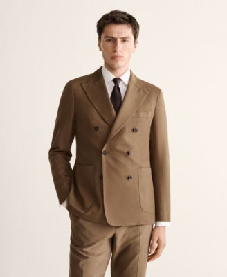 Mango Men's Double-Breasted Lyocell and Cotton Suit Jacket