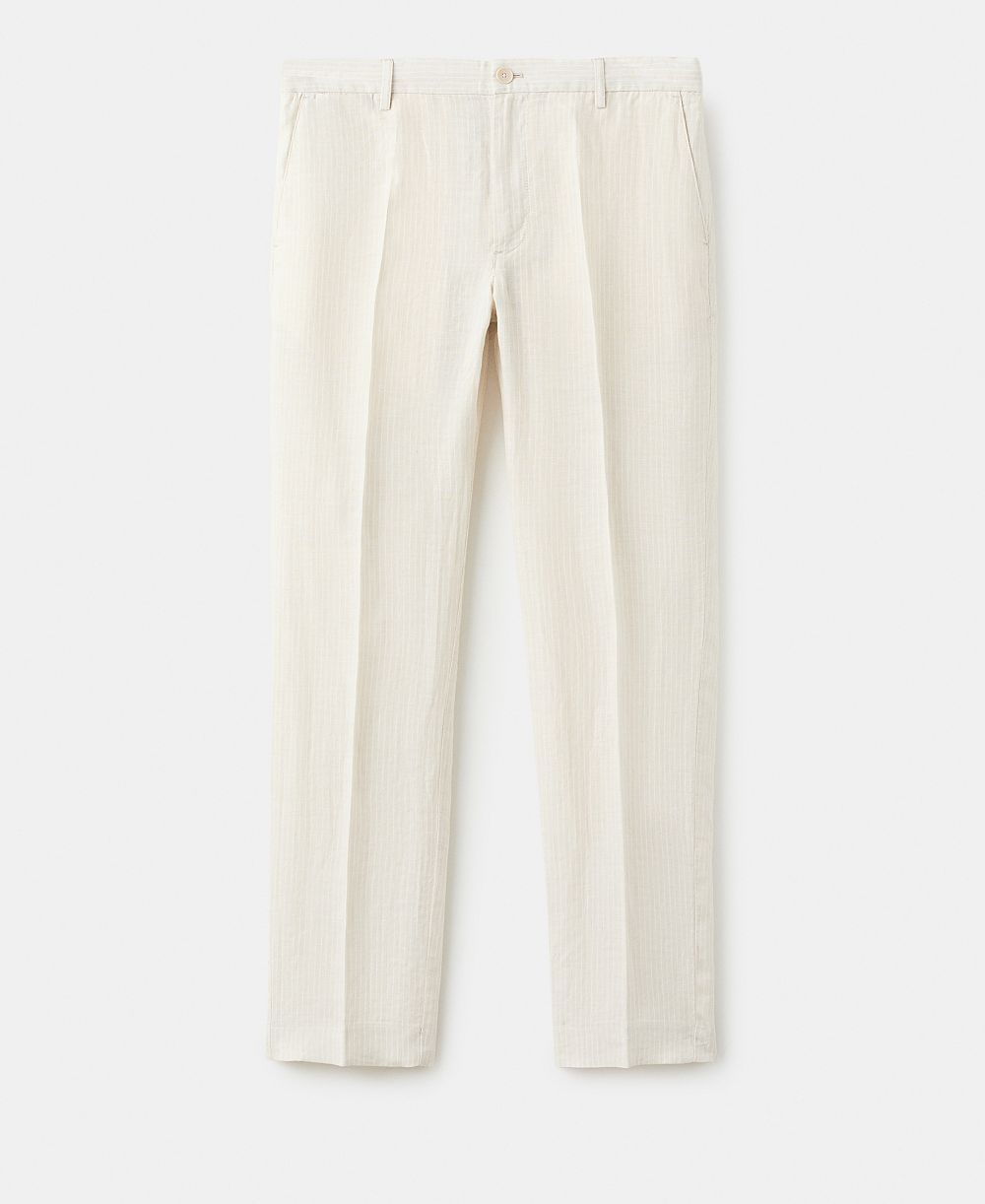 Mango Men's Linen Striped Pants