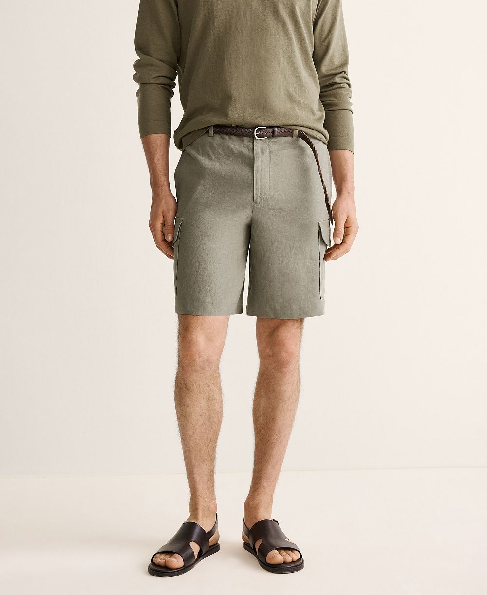 Mango Men's Cargo Linen 9.06" Bermuda Shorts