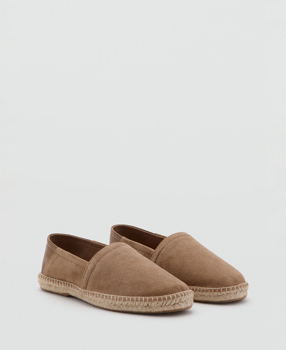 Mango Men's Solid Leather Espadrilles Loafers
