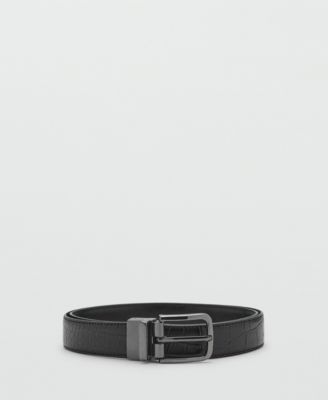 Mango Men's Croc-Effect Leather Belt