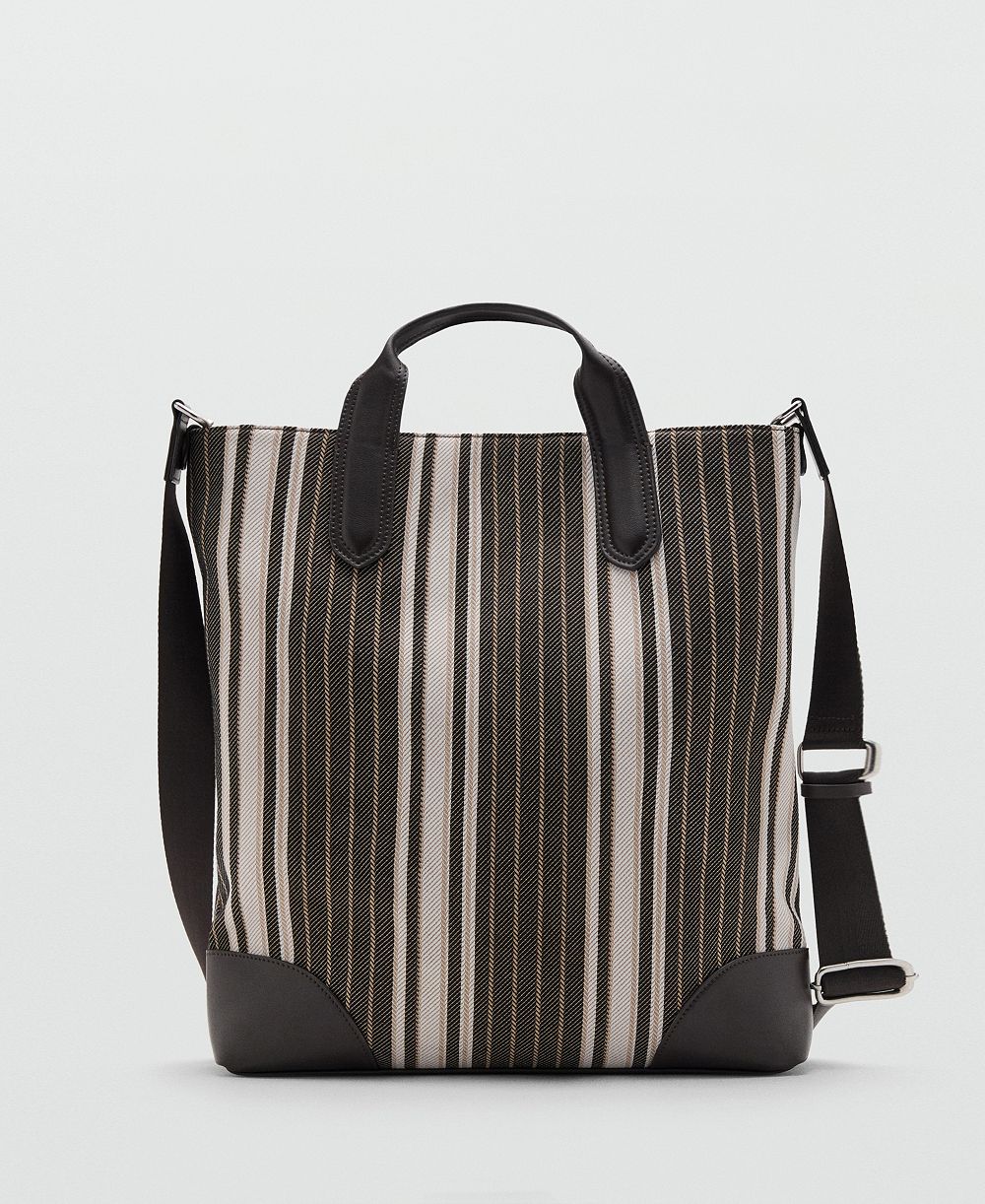 Mango Men's Striped Tote Bag