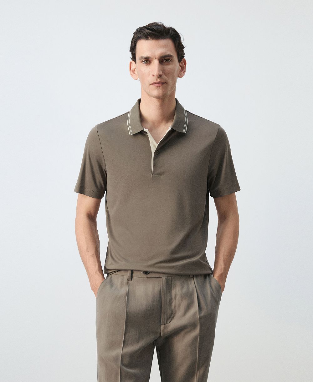 Mango Мужская однотонная рубашка поло Slim-Fit