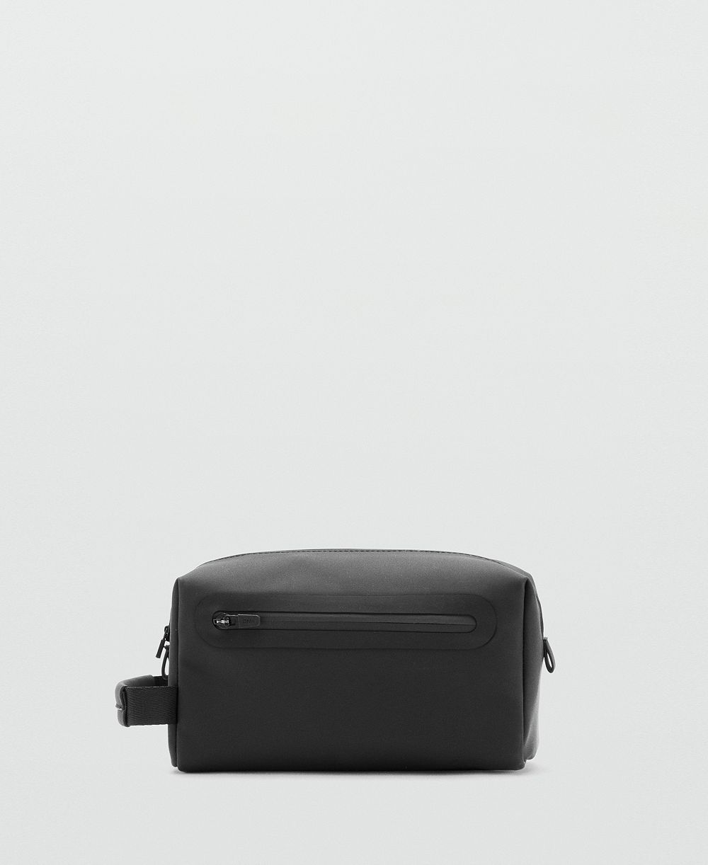 Mango Men's Faux Leather Detail Toiletry Bag