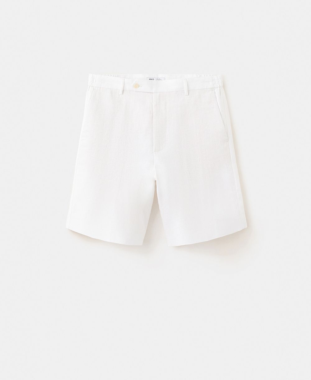 MANGO Мужские льняные шорты 8.54" Bermuda