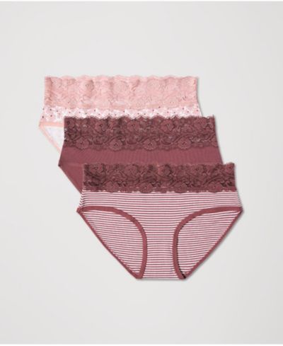 Pact Women's Lace Waist Brief 3-Pack Made with Organic Cotton