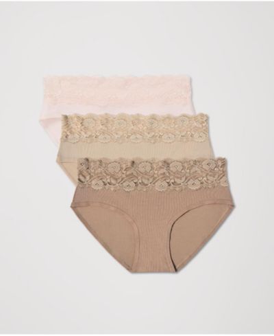 Pact Women's Lace Waist Brief 3-Pack Made with Organic Cotton