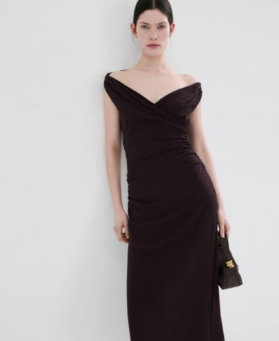 Женское платье Mango Crossover Neckline Ruched