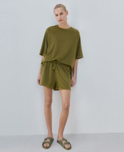 Женские шорты Mango из хлопкового тера Terry Cotton