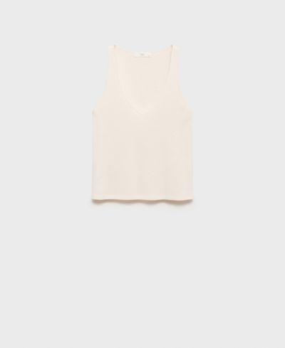 Mango Women's Cotton V-Neck Tank Top