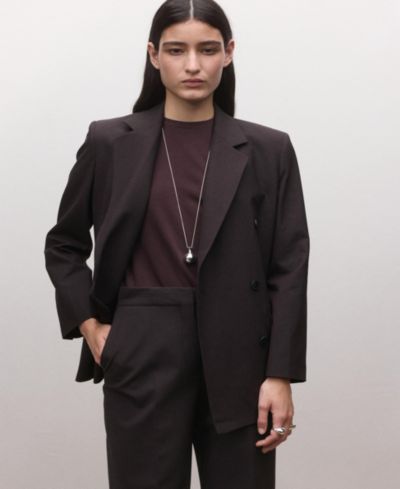 Women's Selection Double-Breasted Wool Suit Blazer