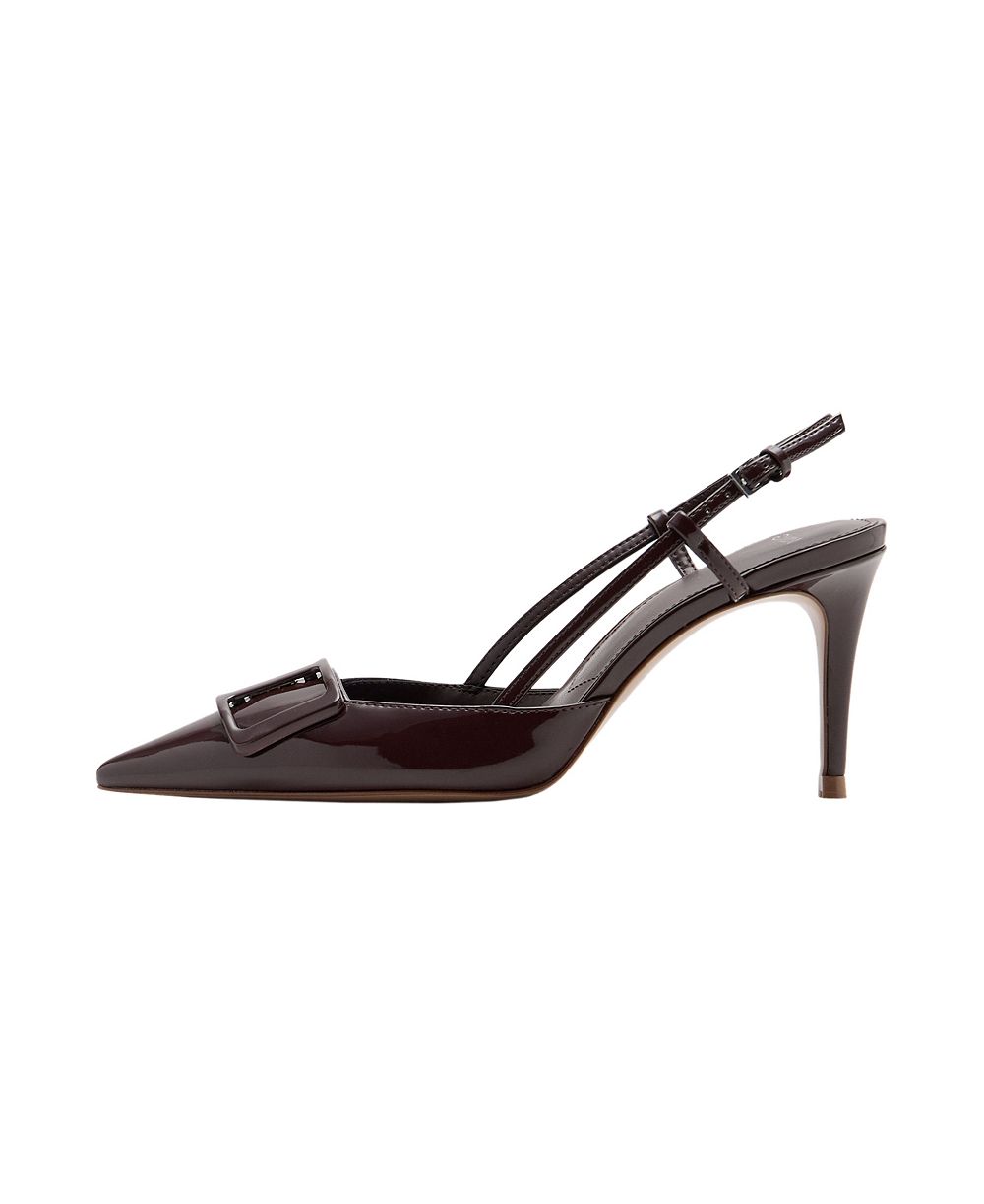 MANGO Women's Patent Pointed-Toe Slingback Pumps