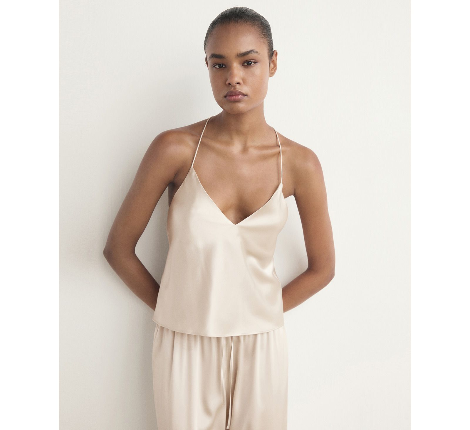 Mango Women's Silk Pajama Top