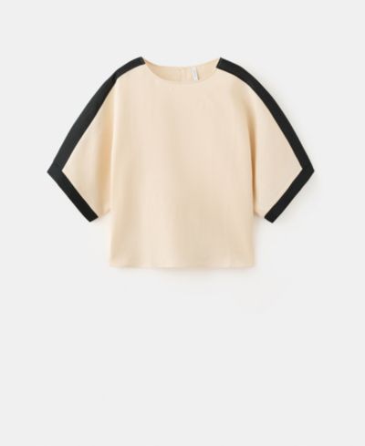 Mango Women's Contrasting Stripes Linen Blouse