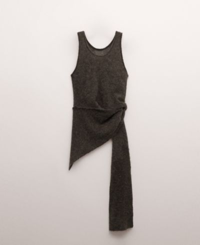 Mango Women's Asymmetrical Semi-Sheer Alpaca Top