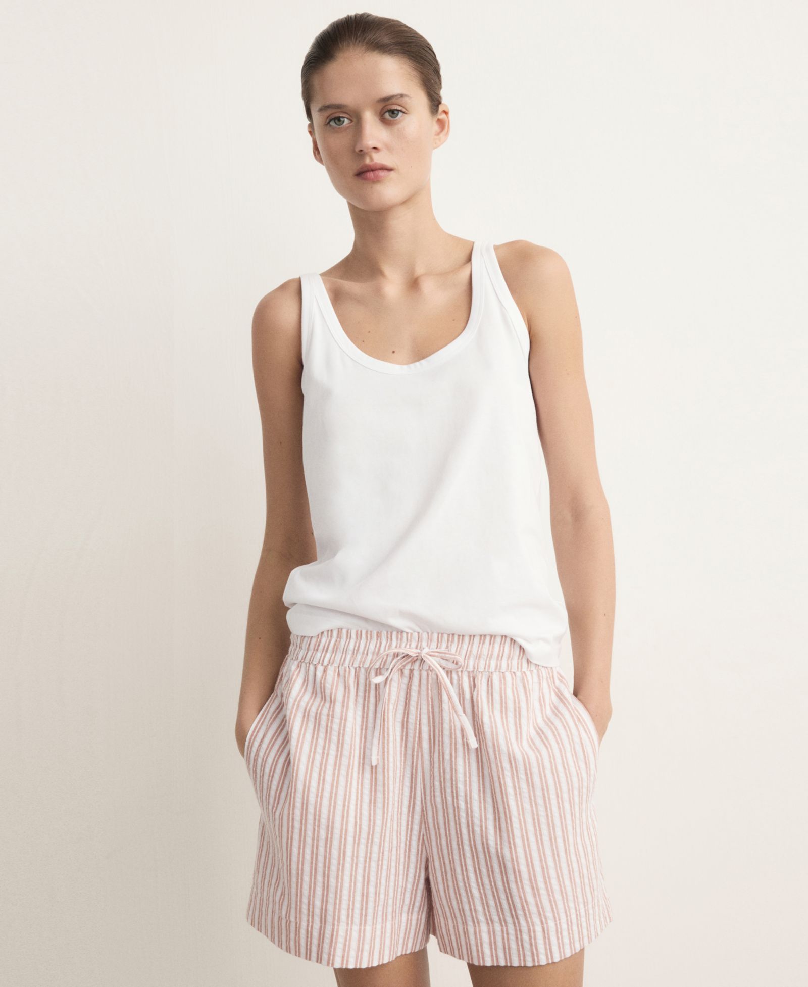 Mango Women's Two-Piece Cotton Striped Pajamas