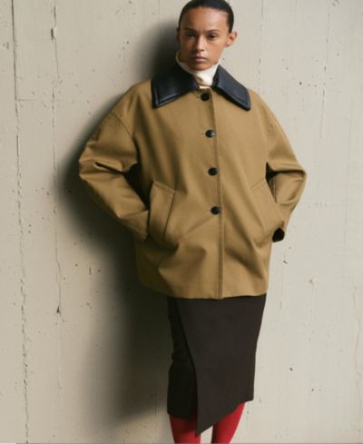 Mango Women's Faux Leather Effect Trench Coat