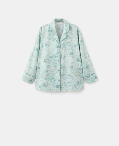 Mango Women's Piping Detail Printed Pajama Shirt