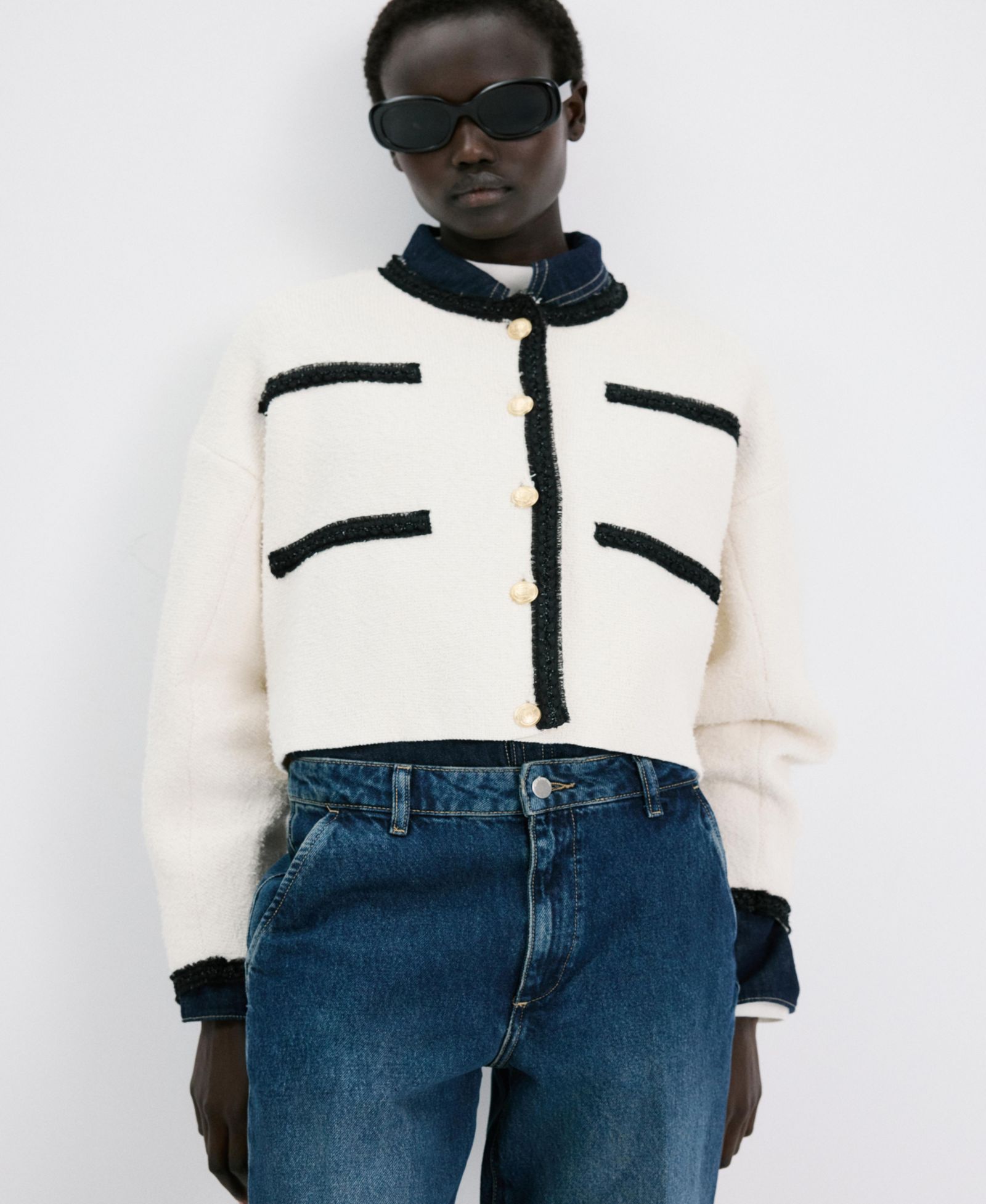 Женский кардиган Mango Contrasting Ribbed