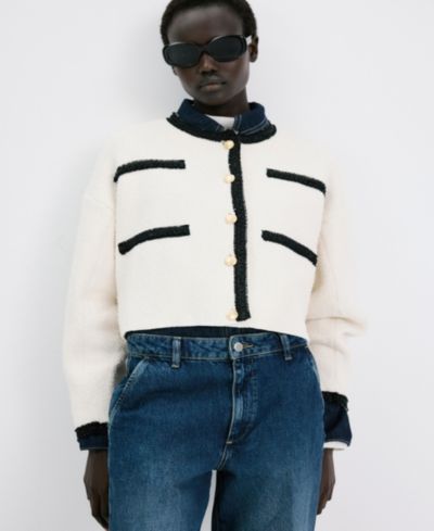 Женский кардиган Mango Contrasting Ribbed