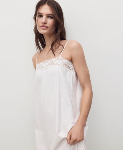 Женская ночная рубашка MANGO Cotton Lace