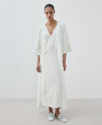 Mango Women's Embroidery And Bow Satin Robe