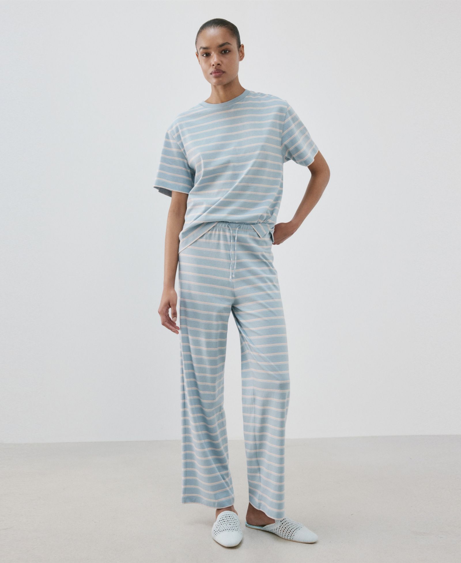 Mango Women's Cotton Striped Pajama Pants