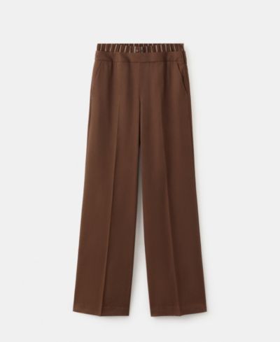 Mango Women's Combined Striped Waistband Lyocell Pants
