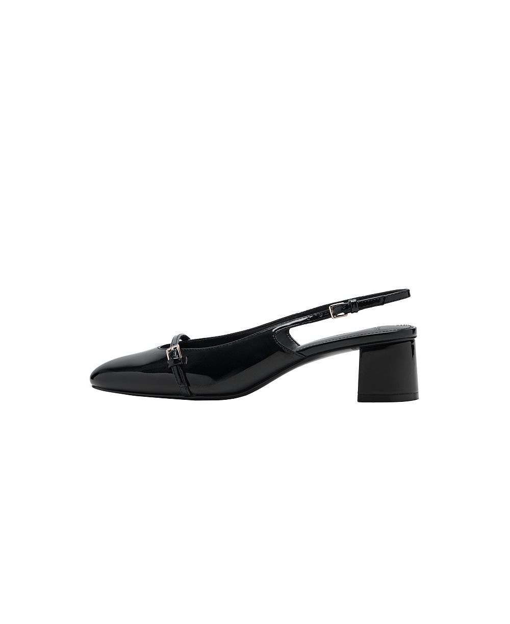 MANGO Block Heel Slingback Faux Leather Pumps