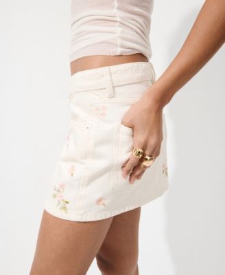 Mango Women's Floral Embroidery Skirt