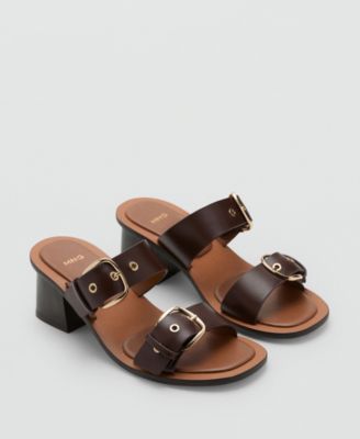 Женские кожаные сандалии Mango Buckles Heeled