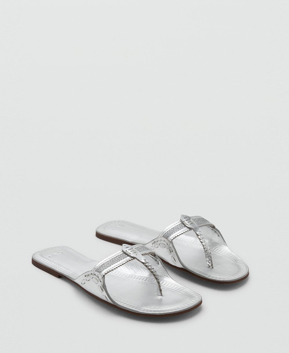 Mango Women's Metallic Leather Sandals