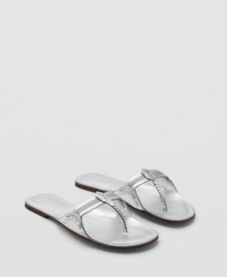 Mango Women's Metallic Leather Sandals