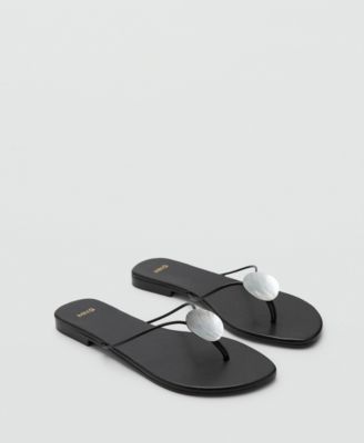 Женские кожаные сандалии MANGO Shell Detail