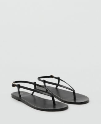 Mango Women's Wide Strap Leather Sandals